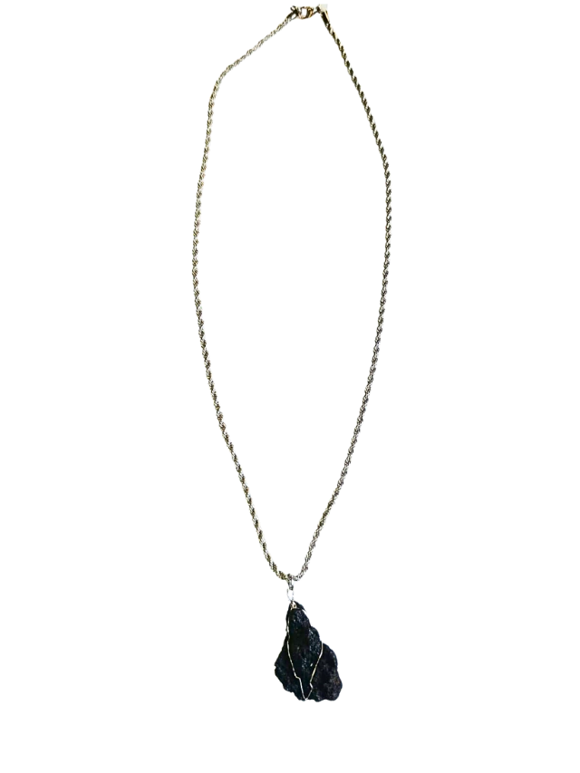 Betume Arenoso 46,5 ct | Colar Pingente Artesanal Difusor Aço Inóx