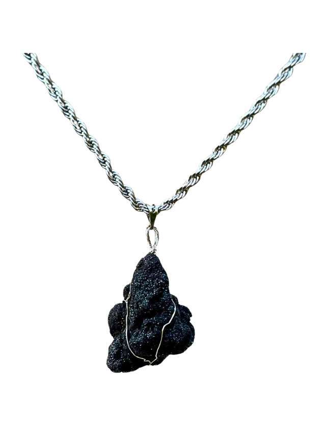 Betume Arenoso 46,5 ct | Colar Pingente Artesanal Difusor Aço Inóx