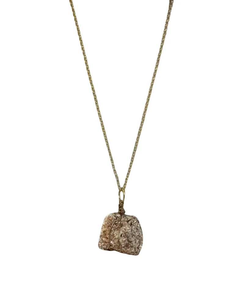 Coquina Rocha Calcaria Conchas Alambrismo Colar Dourado Aromaterapia