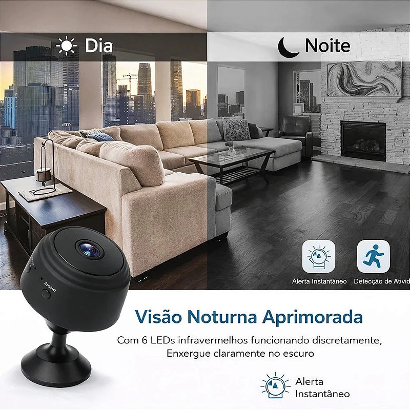 Mini Câmera A9 WiFi HD 1080P com Visão Noturna para Segurança e Vigilância