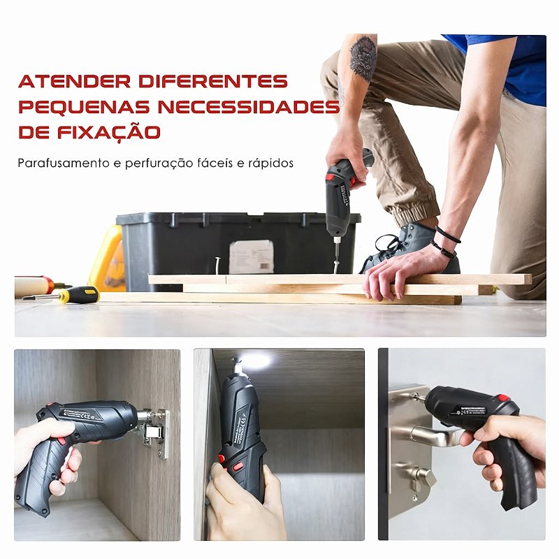 Parafusadeira Elétrica Recarregável Articulável
