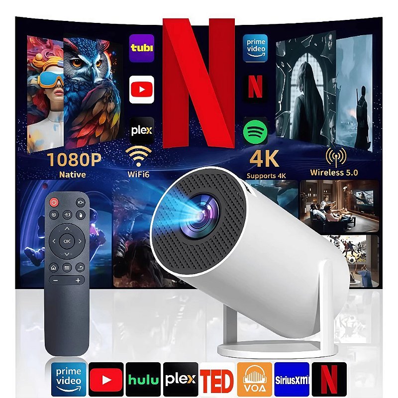 Projetor HY300 Pro 4K Wi-Fi Bluetooth Portátil