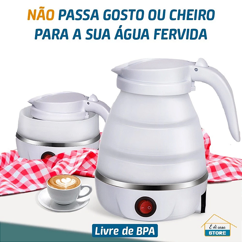Chaleira Elétrica 600ml Silicone Dobrável Viagem 110v