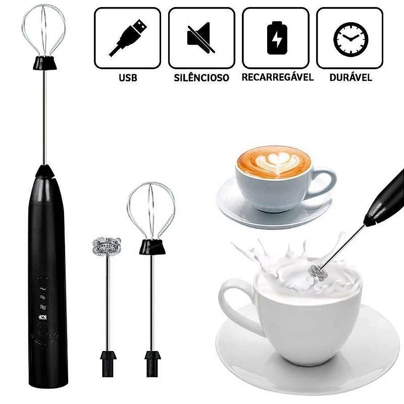 Mini Mixer Elétrico Recarregável Multiuso para Bebidas e Ovo