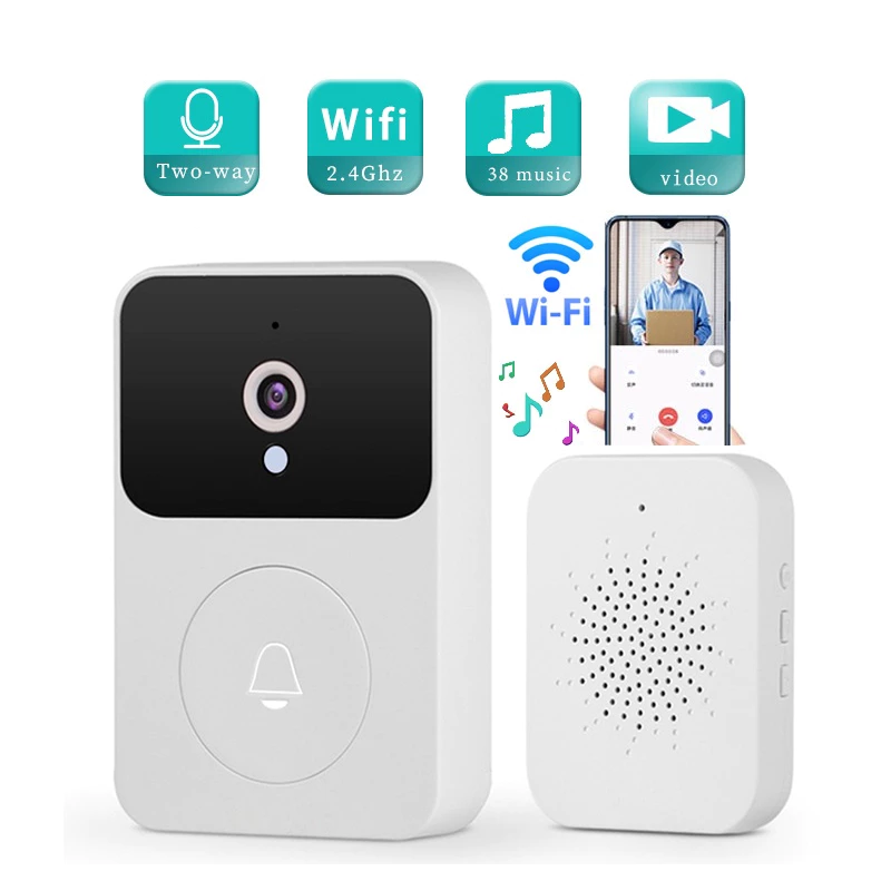 Campainha C/ Câmera Wifi S Fio Inteligente Interfone C Áudio