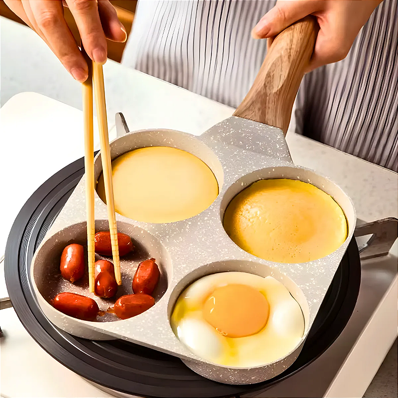 Panela Antiaderente Frigideira 4 Em 1 Para Panquecas Ovos e