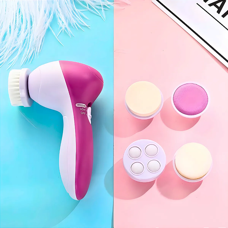 Escova Facial Elétrica 5 em 1 Portátil Esfoliante e Massagea
