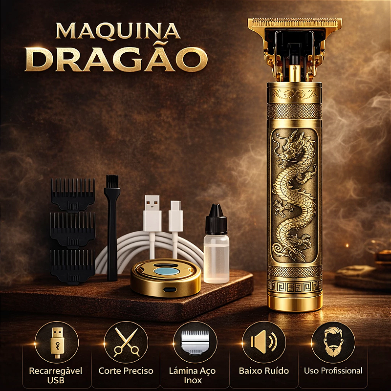 Máquina de Barbear e Cortar Cabelo Profissional Recarregável