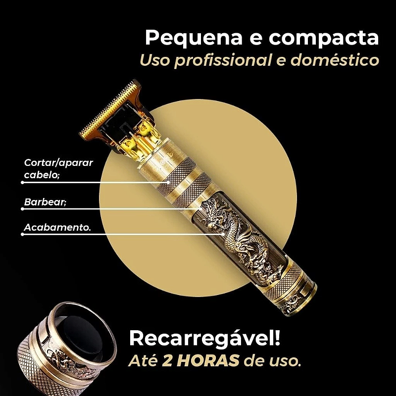 Máquina de Barbear e Cortar Cabelo Profissional Recarregável