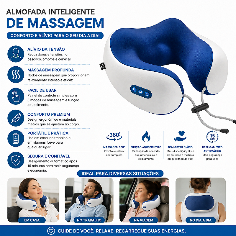 Almofada Inteligente de Massagem para Pescoço