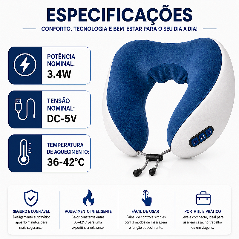 Almofada Inteligente de Massagem para Pescoço