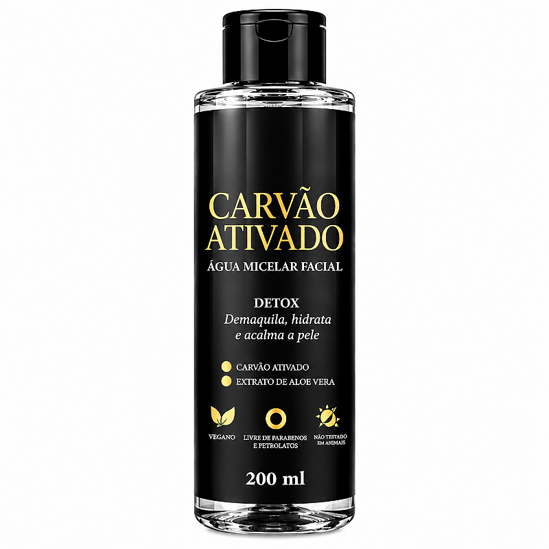 Água Micelar Facial Carvão Ativado Detox 200ml