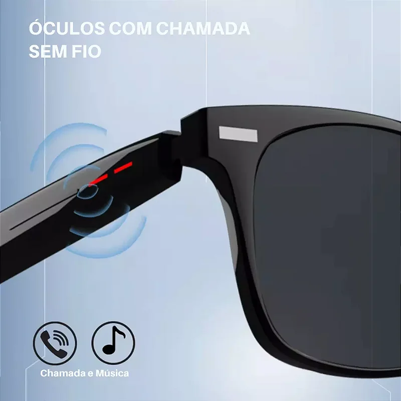 Óculos Inteligentes Bluetooth D11 – Chamadas, Música e Assistente de Voz em um Só Toque