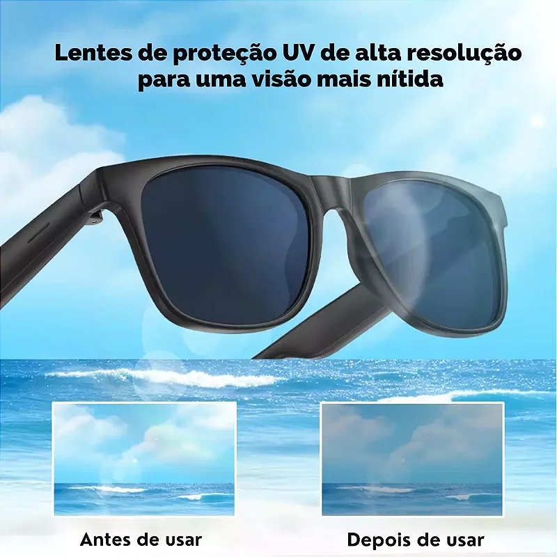 Óculos Inteligentes Bluetooth D11 – Chamadas, Música e Assistente de Voz em um Só Toque