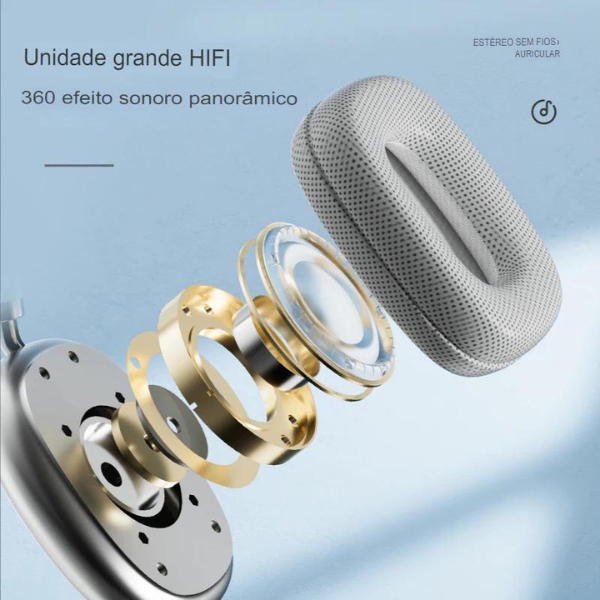 Fone de Ouvido Bluetooth P9 Over-Ear Preto