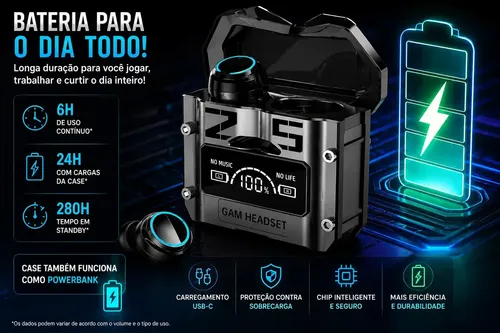 Fone de Ouvido Bluetooth 5.3 M25 J-60 TWS Original
