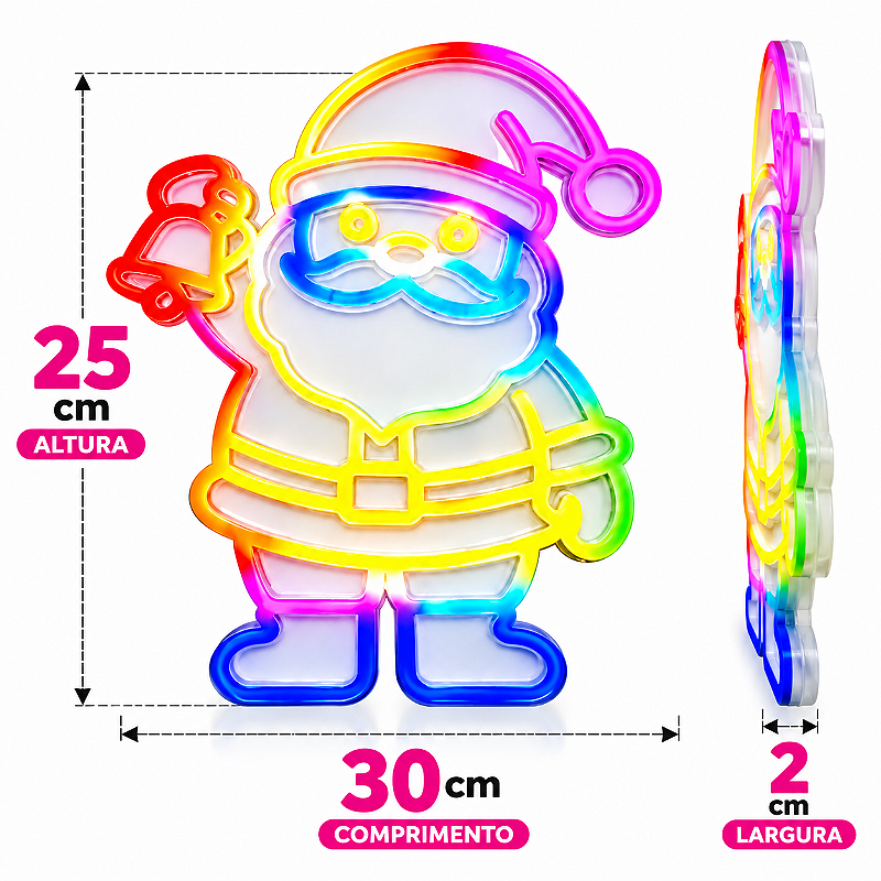 Papai Noel Neon LED RGB com Controle Remoto e App