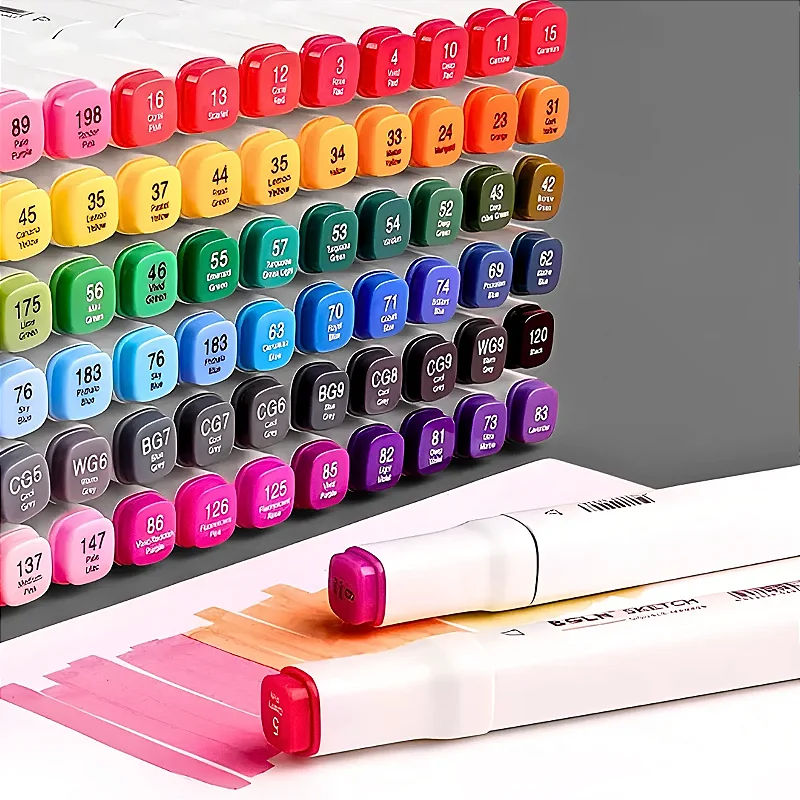 Conjunto De Canetas Marcador Permanente Ponta Dupla 80 Cores