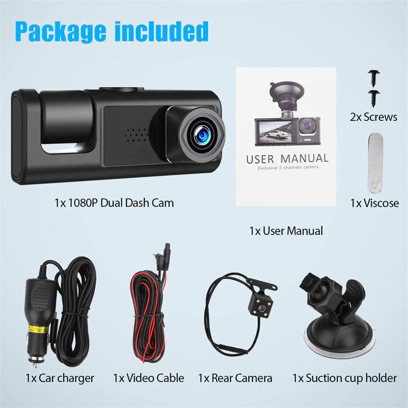 Câmera de Carro DVR Full HD 1080P Frontal e Traseira