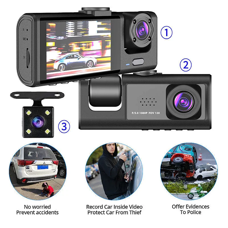 Câmera de Carro DVR Full HD 1080P Frontal e Traseira