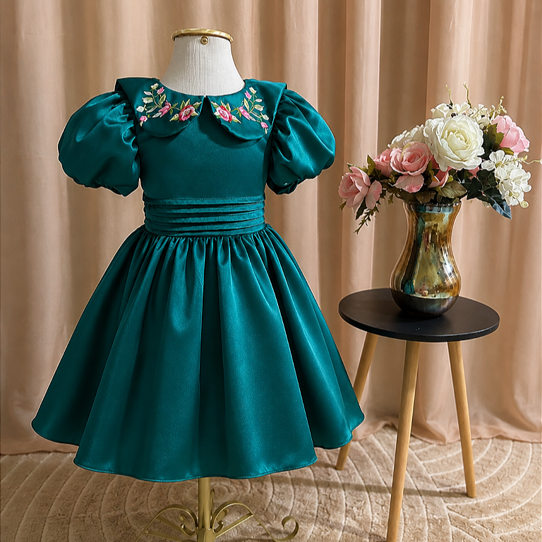 Vestido Infantil Babita Esmeralda Luxo