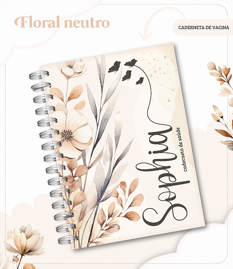 Caderneta de Vacina floral 20Personalizada