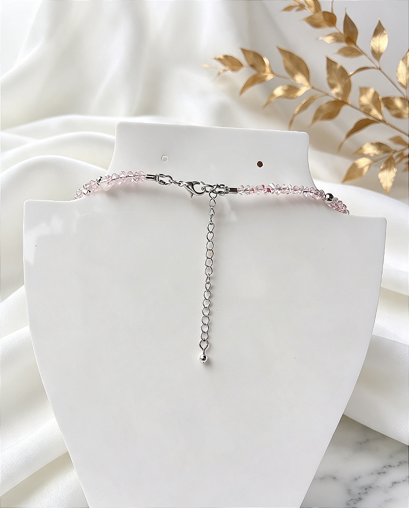 Colar de cristal áurea lascas - Rosa Irizado