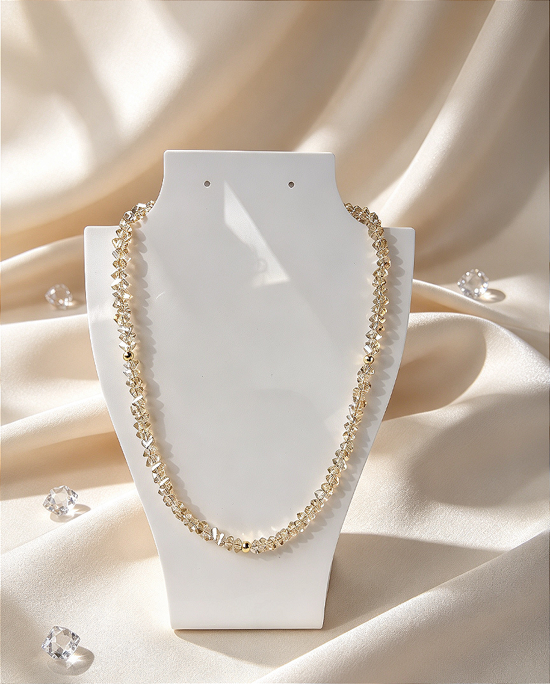 Colar (choker) cristal áurea lascas Champanhe