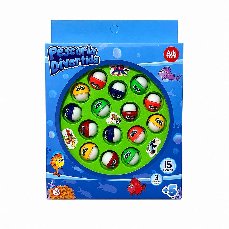 Pescaria Divertida com 15 Peixes e 3 Varas