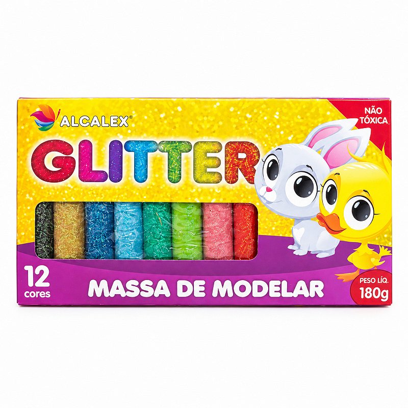 Massa de Modelar Glitter 12 Cores