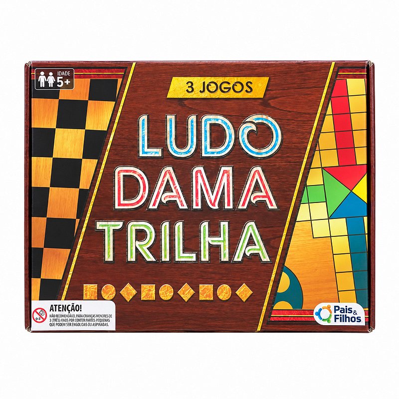 Jogo 3 em 1 Ludo, Dama e Trilha