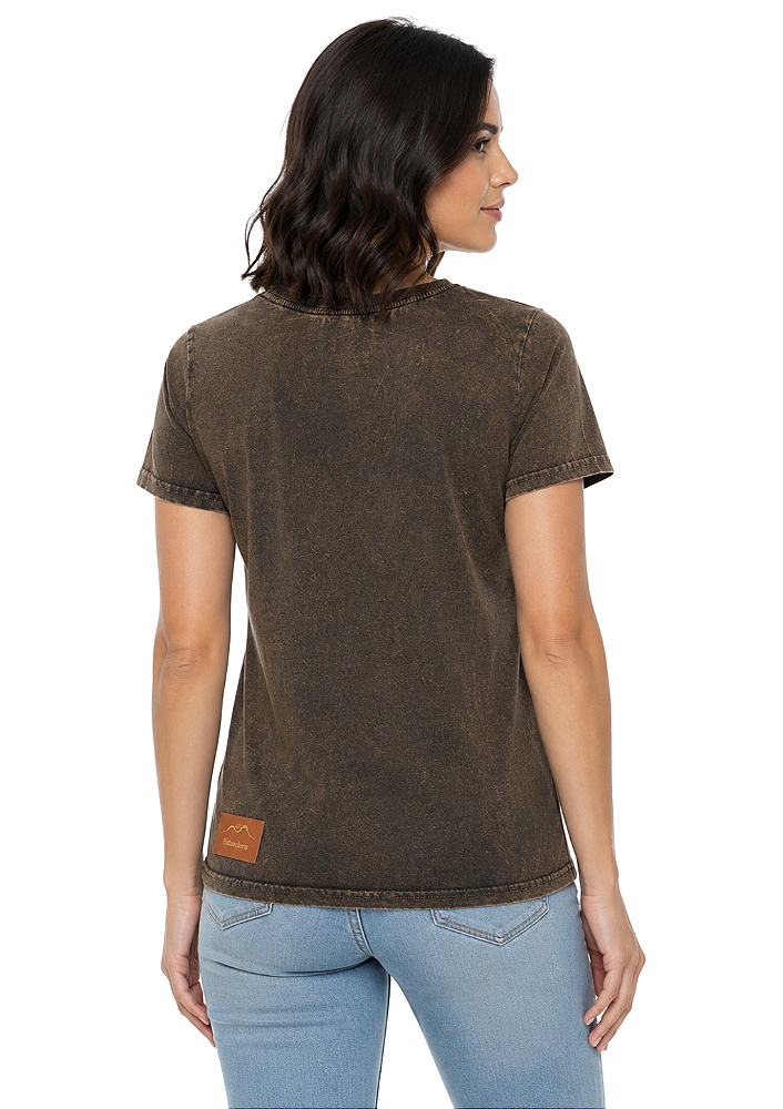 T-Shirt Baby Look Feminina Estanciero Cowgirl Marmorizada