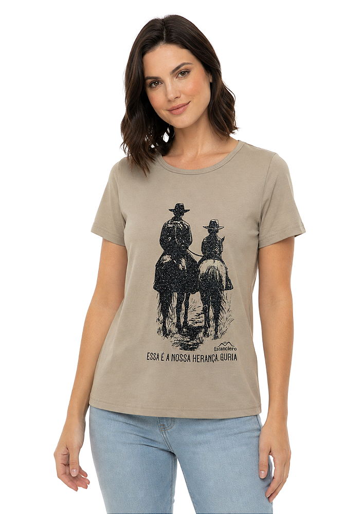 T-Shirt Baby Look Feminina Estanciero Nossa Herança Guria