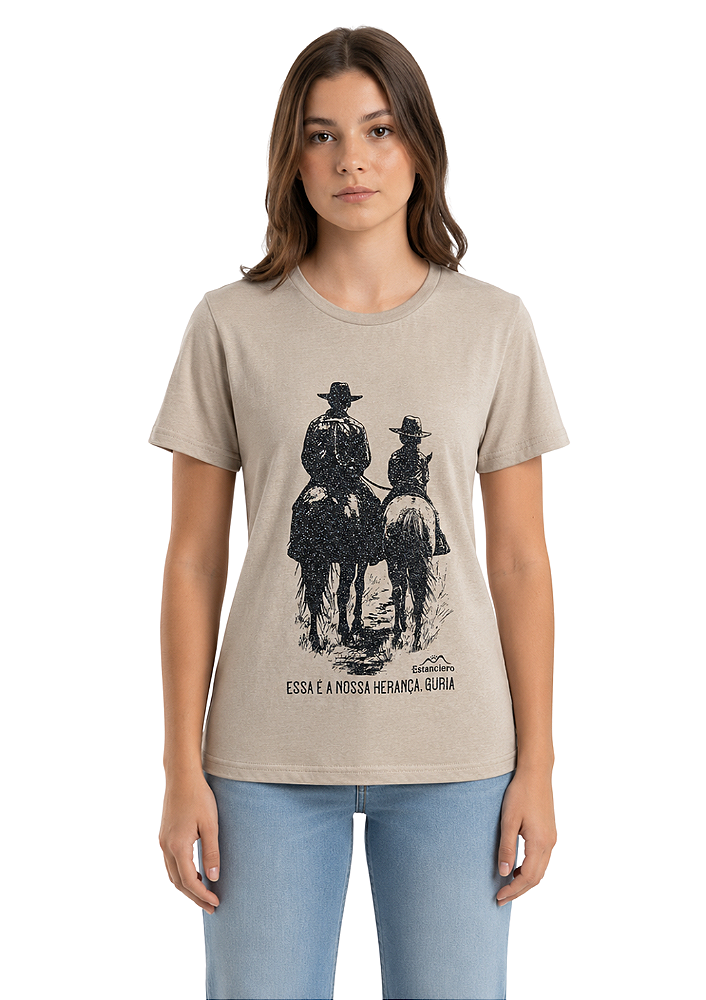 T-Shirt Baby Look Juvenil Feminina Estanciero Nossa Herança Guria