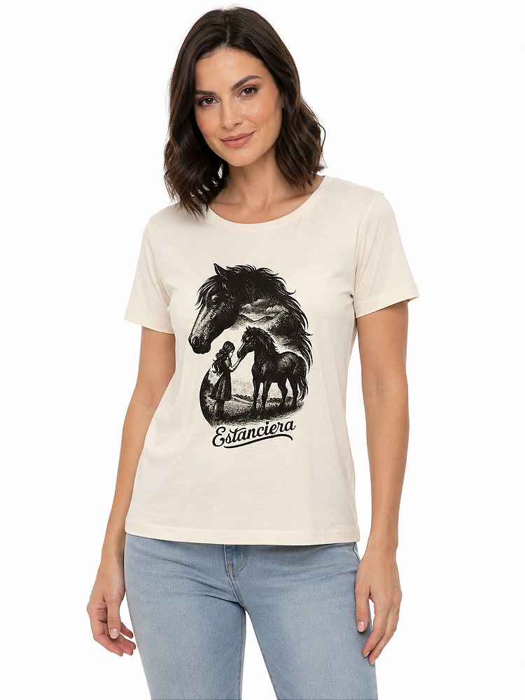 T-Shirt Regular Feminina Estanciero Amizade Potro