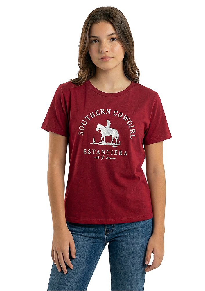 Camiseta Oversized Juvenil Feminina Southern Cowgirl Estanciera