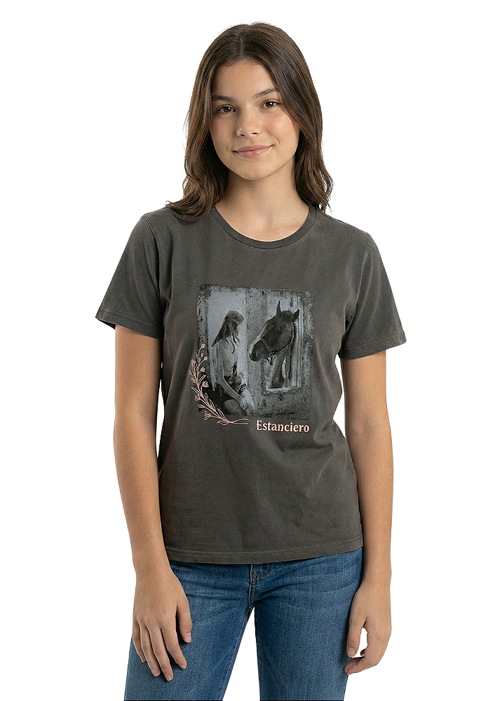 Shirt Juvenil Feminina Estanciera Cavalo na Janela