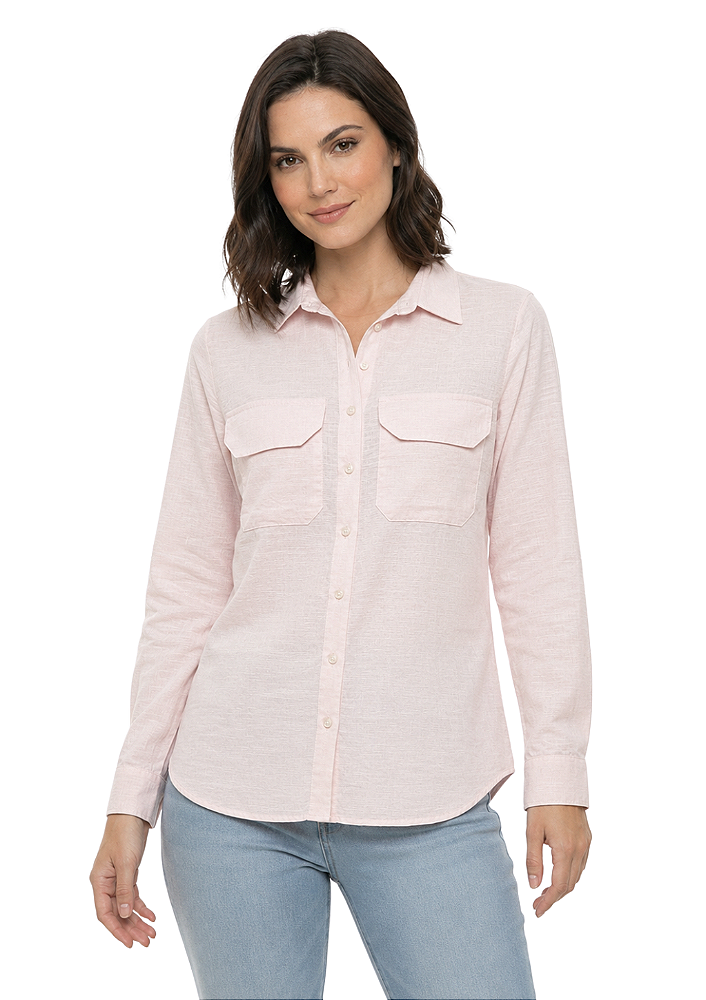 Camisa Feminina 2 Bolsos Frente Estanciero Algodão