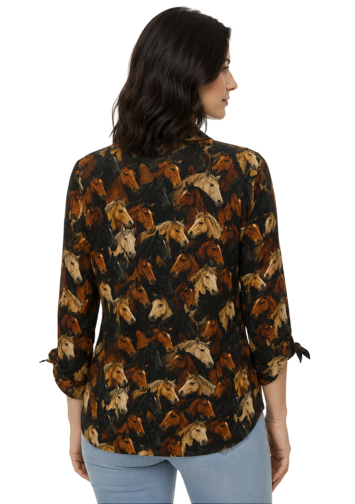 Camisa Feminina Estanciero Gola Padre Manga 3/4