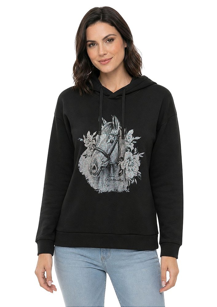 Moletom Feminino Estanciero Horse Com Flores