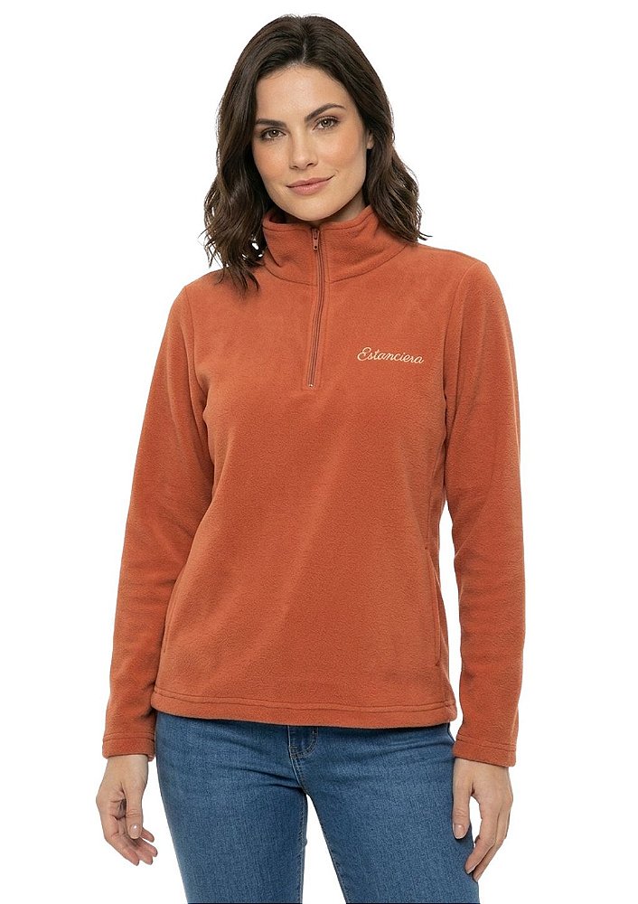 Blusa Microsoft Fleece Feminina Meio Zíper Estanciero