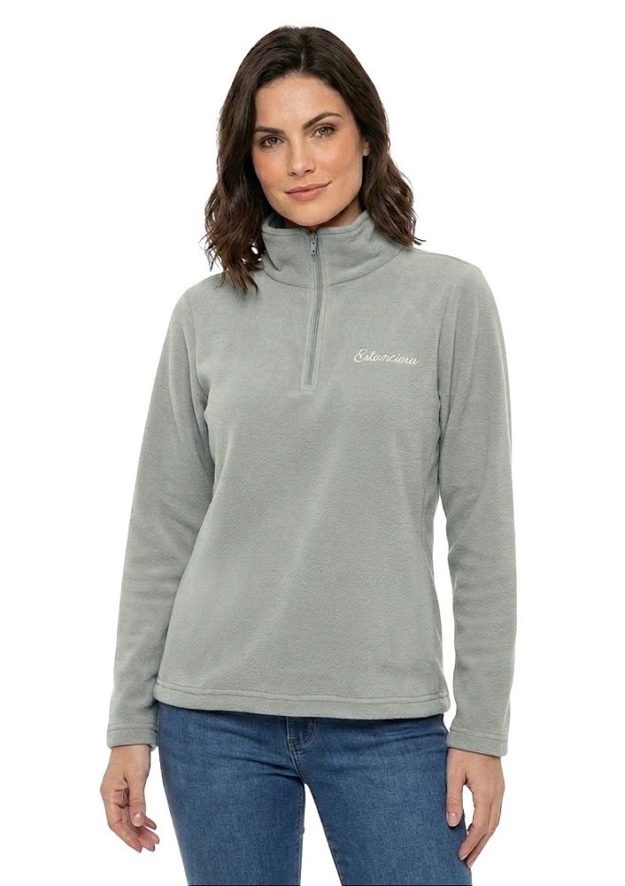 Blusa Microsoft Fleece Feminina Meio Zíper Estanciero