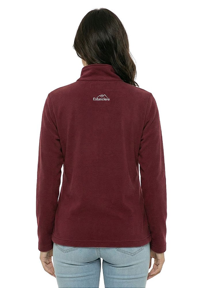 Blusa Microsoft Fleece Feminina Bicolor Meio Zíper Estanciero
