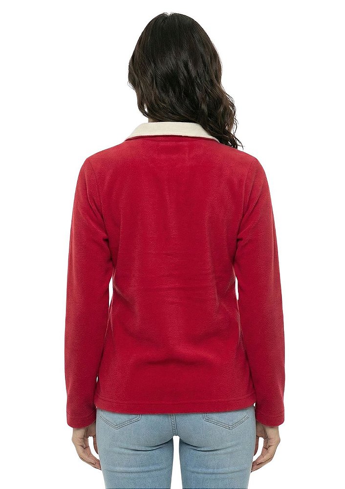 Blusa Microsoft Fleece Feminina Bicolor Meio Zíper Estanciero