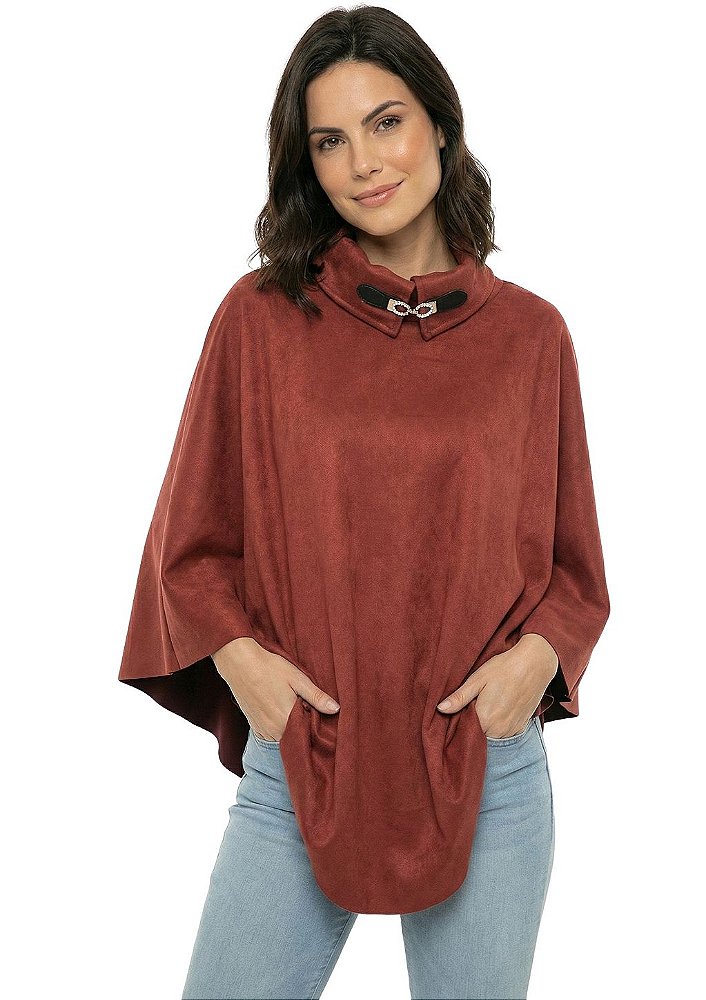 Poncho Pala Feminino Estanciero Suede