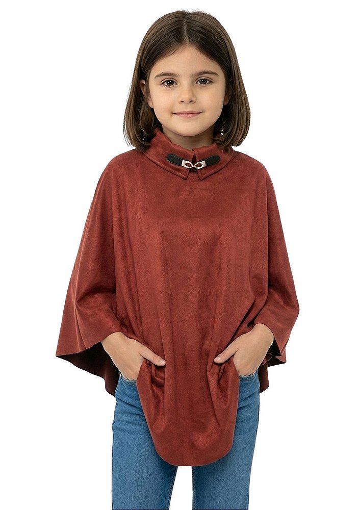 Poncho Pala Feminino Estanciero Suede