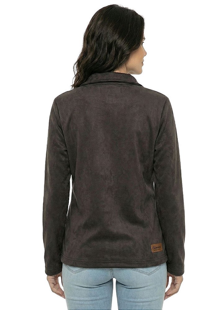 Jaqueta Forrada Feminina Suede Gola Padre Estanciero