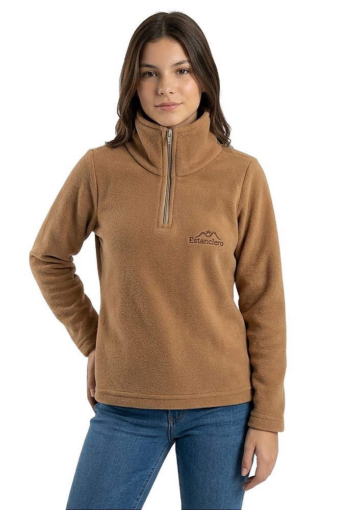 Blusa Microsoft Fleece Unissex Juvenil Meio Zíper Estanciero Feminino