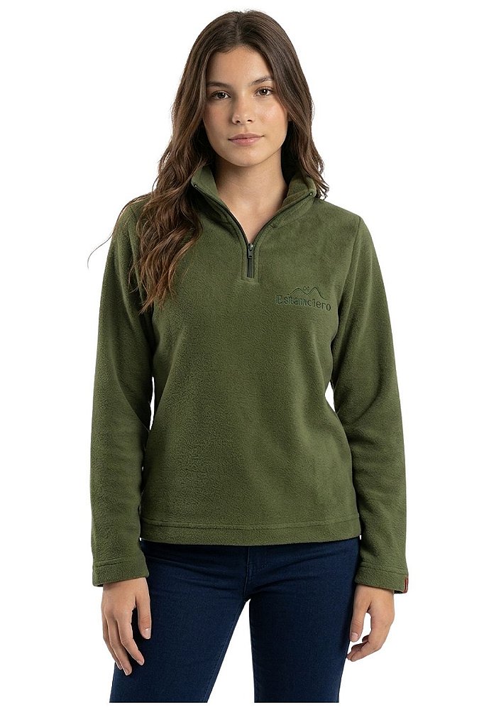Blusa Microsoft Fleece Unissex Juvenil Meio Zíper Estanciero Feminino