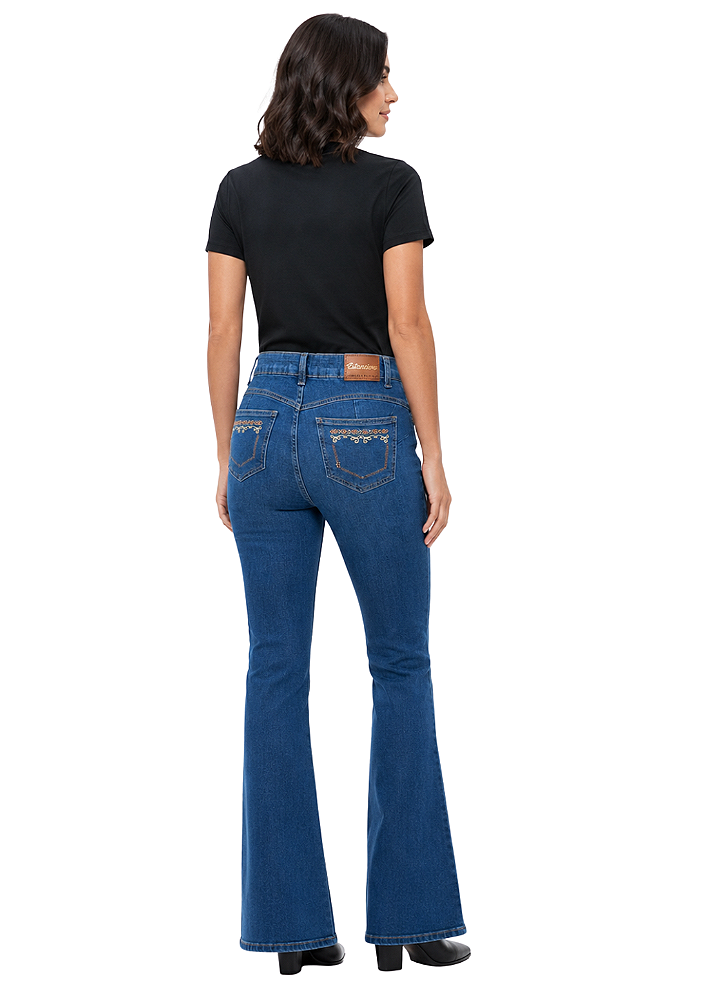 Calça jeans feminina bootcut arabesco estanciero